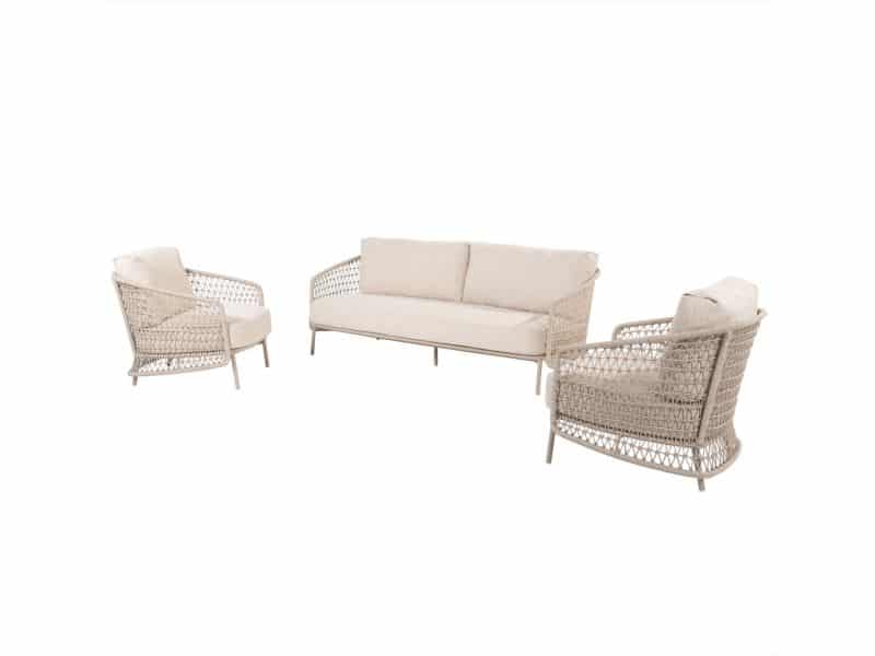 Puccini stoel bank loungeset 3 delig rope latte 4 Seasons Outdoor