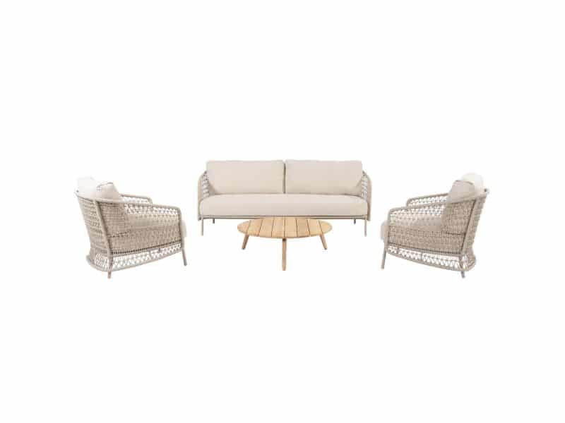 Puccini stoel bank loungeset 4 delig rope latte 4 Seasons Outdoor