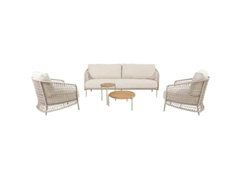 Puccini stoel bank loungeset 5 delig teak latte 4 Seasons Outdoor