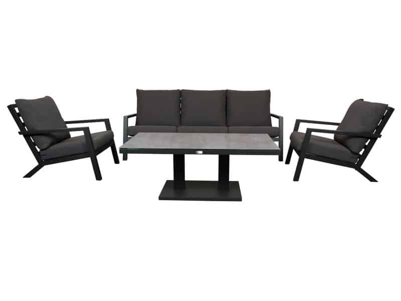 Qopps Atlanta 3 zits bank met 2 Atlanta lounge stoel en hoogte verstelbare tafel Rubli