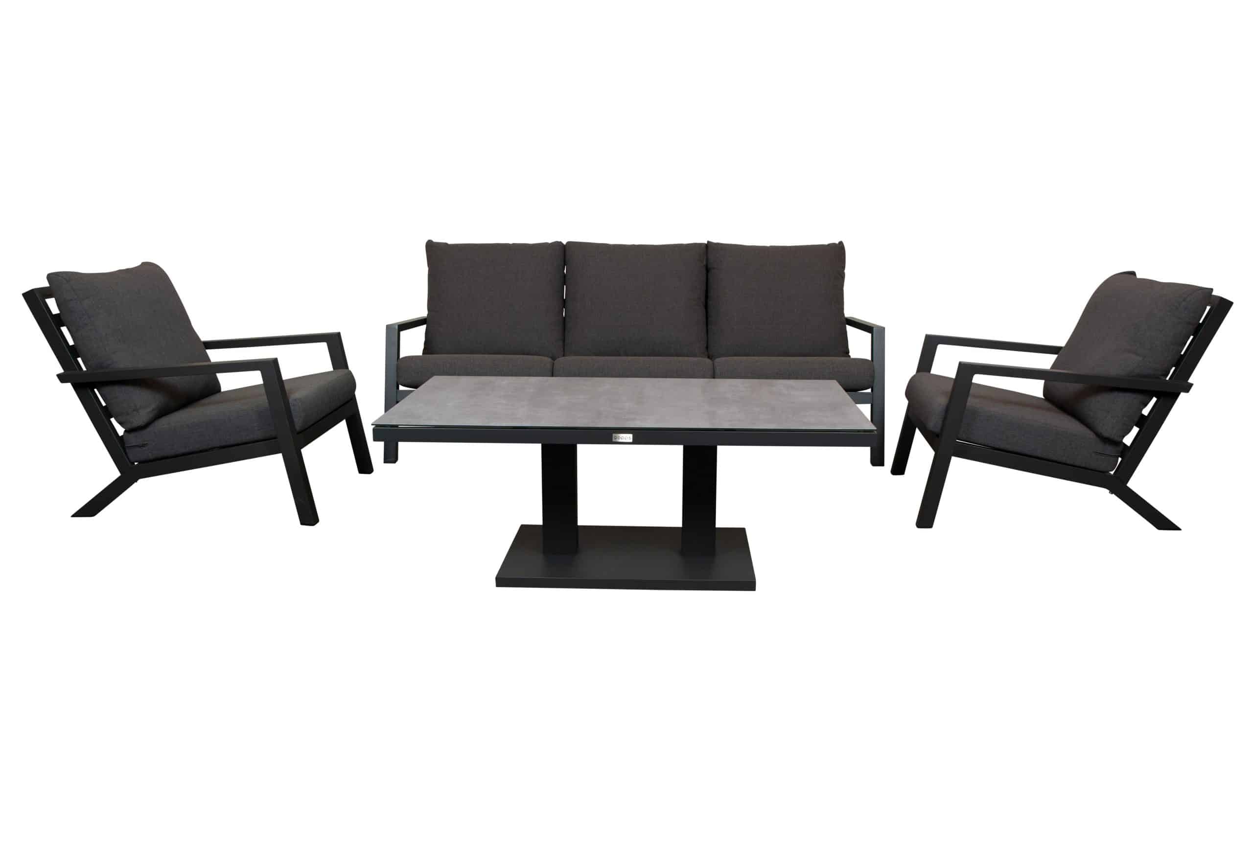 qopps atlanta 3 zits bank met 2 atlanta lounge stoel en hoogte verstelbare tafel rubli