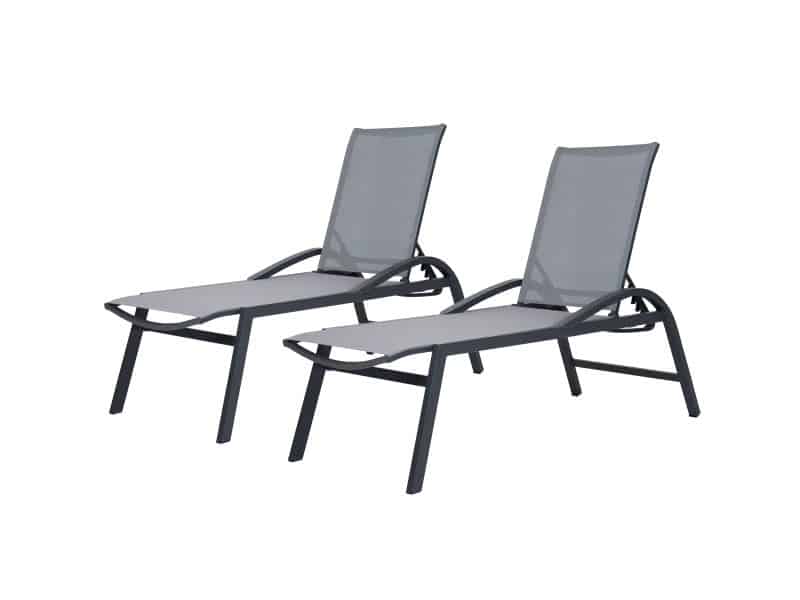 Qopps Beaufort ligbed per 2 stuks royal Grey frame textileen