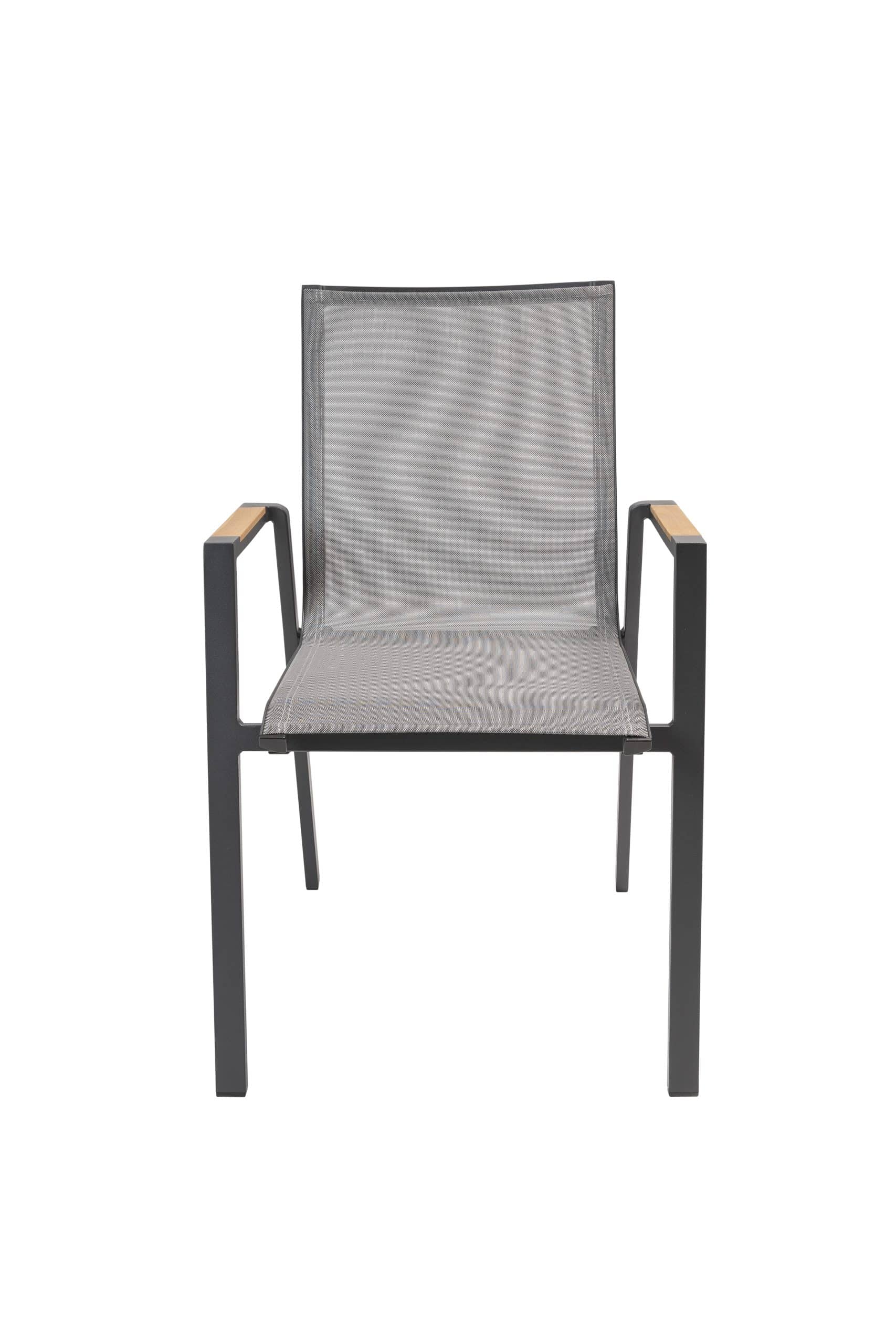 qopps jibba stapelbare tuinstoel mat royal grey met teak armlegger