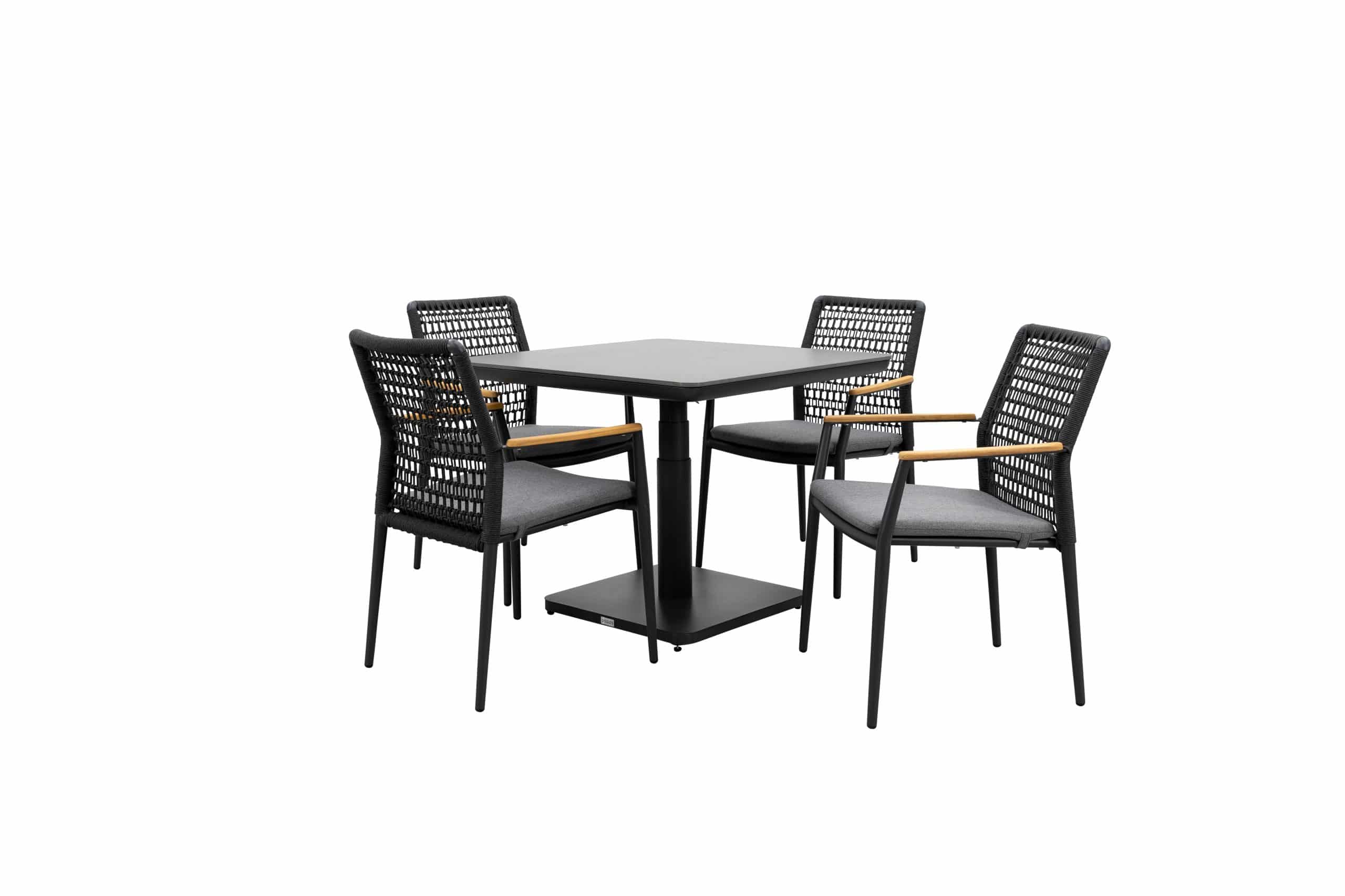 qopps ramin up down tuintafel met 4 indra stapelstoel antraciet