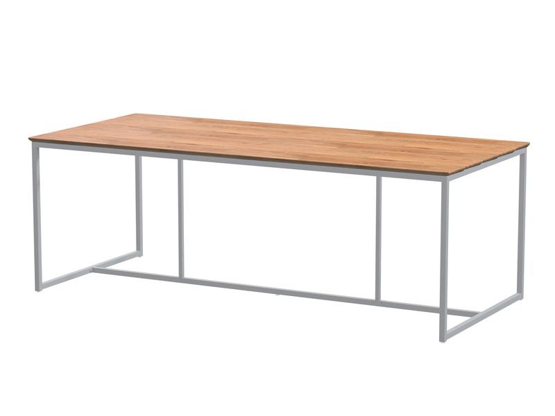 Quatro tafelframe Frost Grey met tafelblad Teak 220 x 95 cm 4SO - 4so