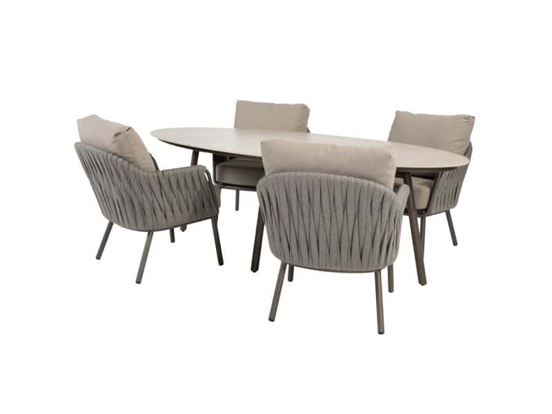 Salute Cannes low dining tuinset 220x105xH69 cm 5 delig keramiek terre Taste 4SO