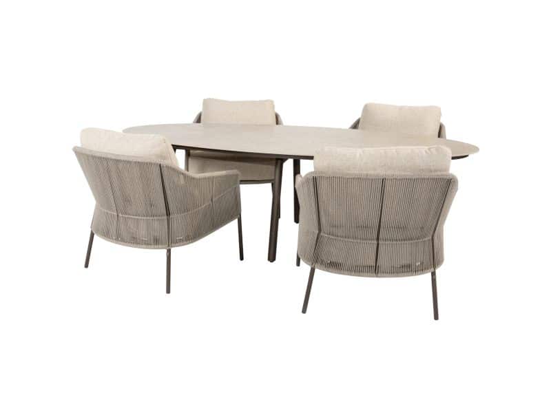 Salute Florence low dining tuinset 220x105xH69 cm 5 delig keramiek terre Taste 4SO