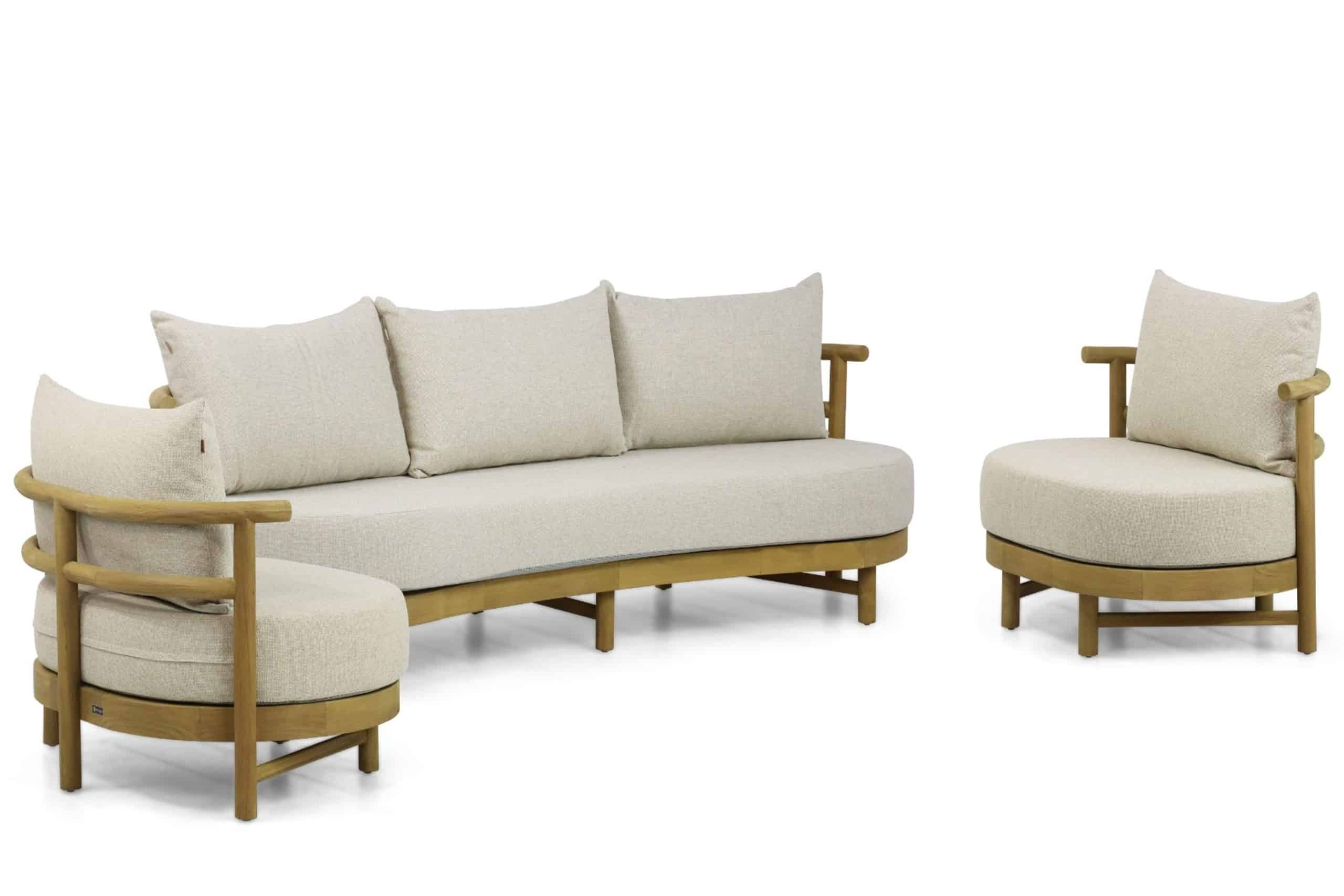 santika kayu stoel bank loungeset 3 delig