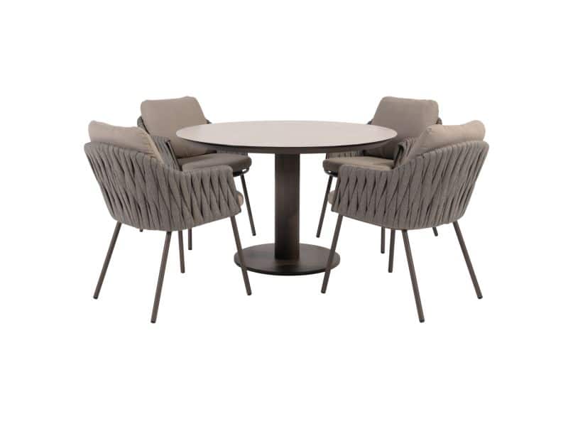 Sarah Cannes dining tuinset 120xH75 cm rond 5 delig keramiek terre Taste 4SO