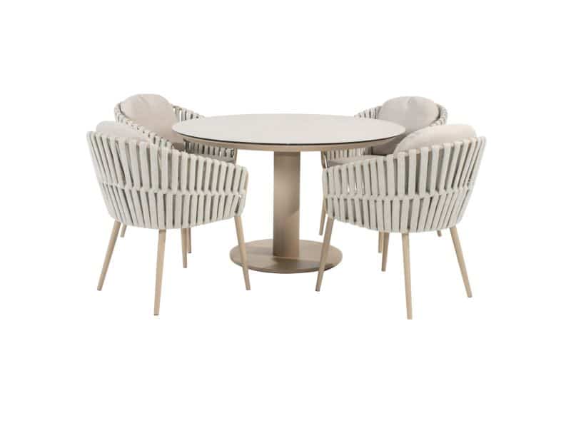 Sarah Eva dining tuinset 120xH75 cm rond keramiek latte Taste 4SO