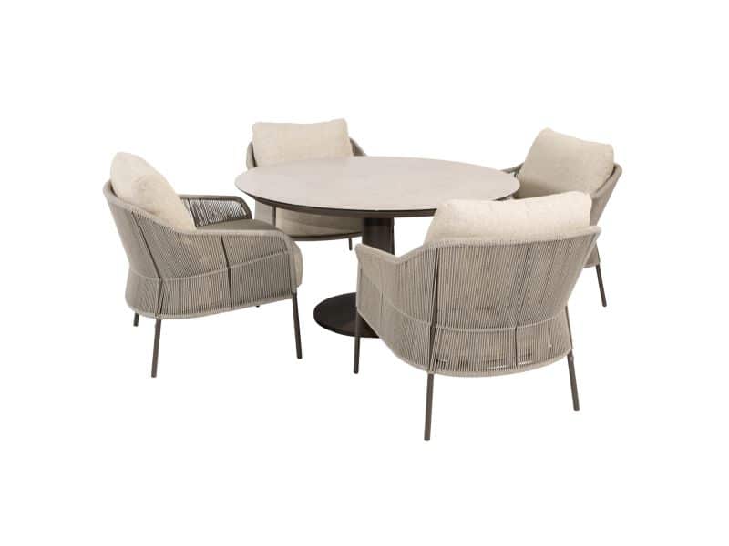 Sarah Florence low dining tuinset 130xH69 cm 5 delig keramiek terre Taste 4SO