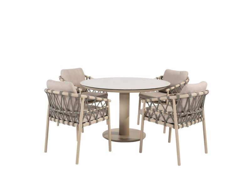 Sarah Piacenza dining tuinset 120xH75 cm 5 delig keramiek latte Taste 4SO