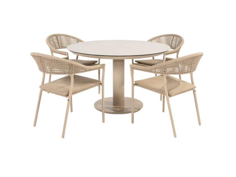 Sarah Sienna dining tuinset 120xH75 cm 5 delig latte keramiek Taste 4SO