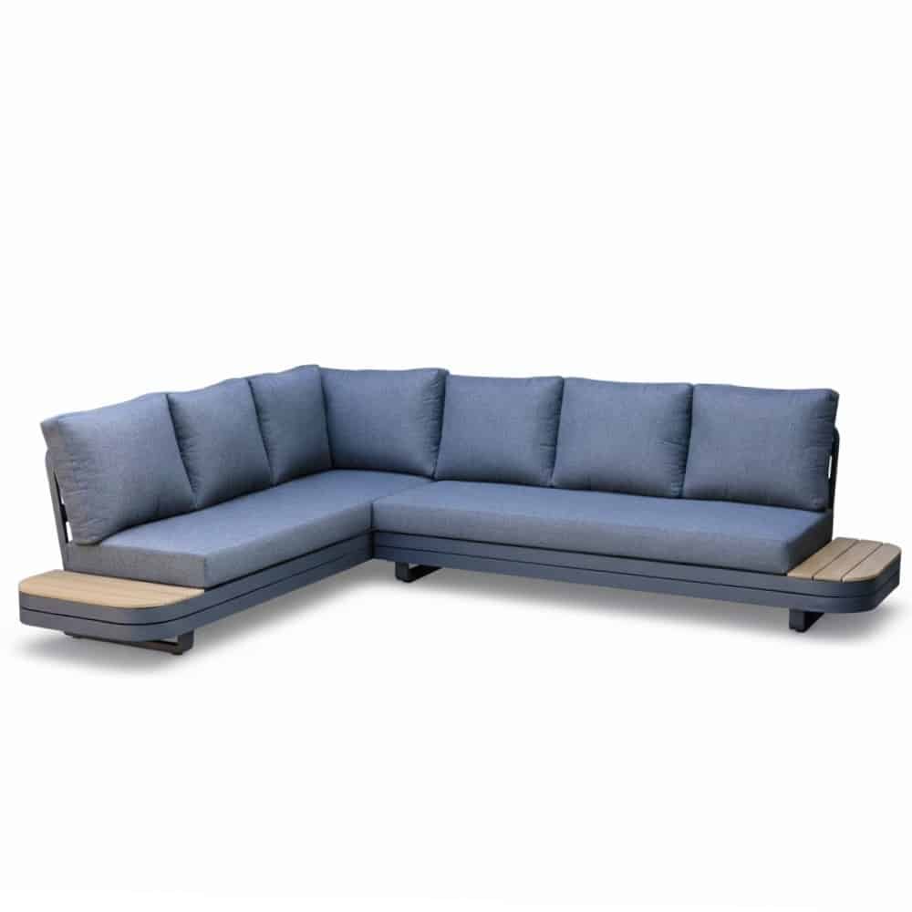 serrento hoek loungeset links 6 personen | aluminium + polywood | antraciet | 2 delig 241x226cm