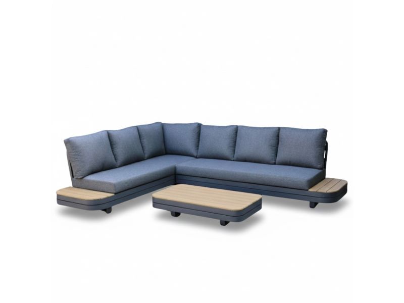 Serrento hoek loungeset links 6 personen incl. tafel | aluminium + polywood | antraciet | 4-delig