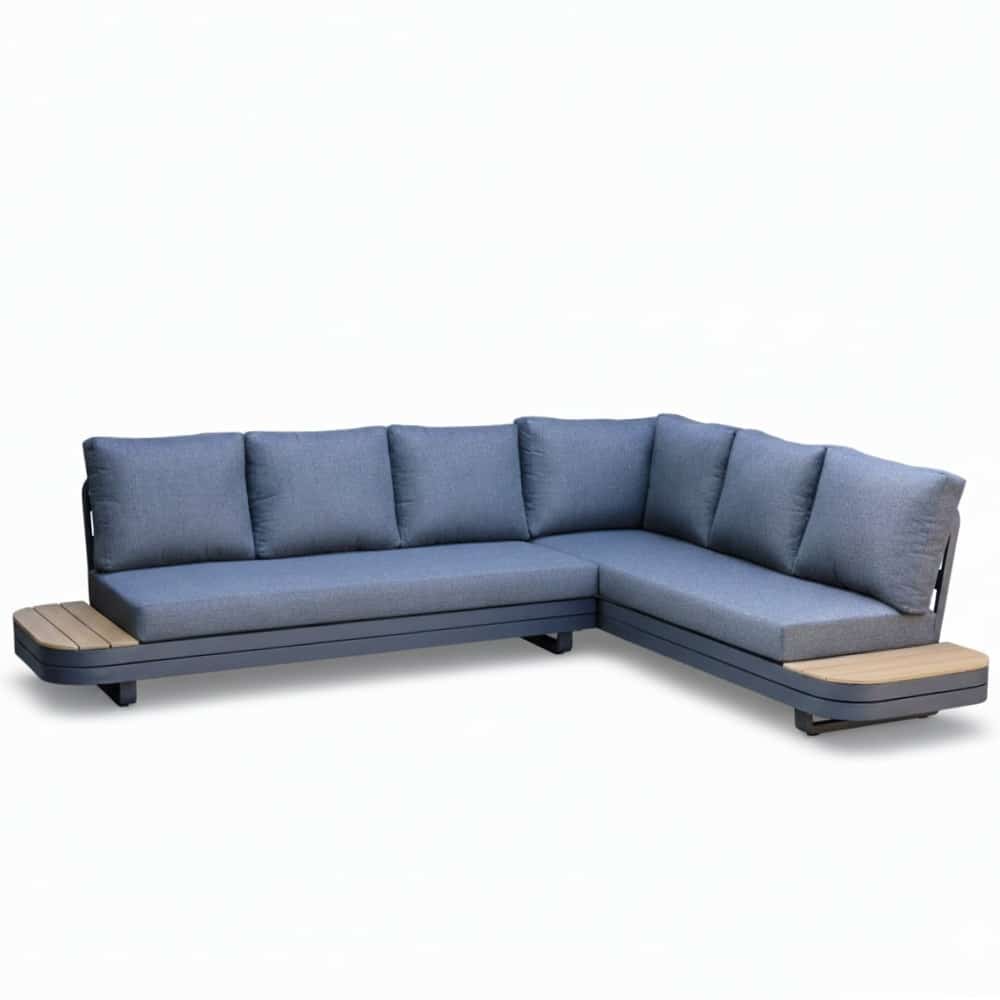 serrento hoek loungeset rechts 6 personen | aluminium + polywood | antraciet | 2 delig 241x226cm