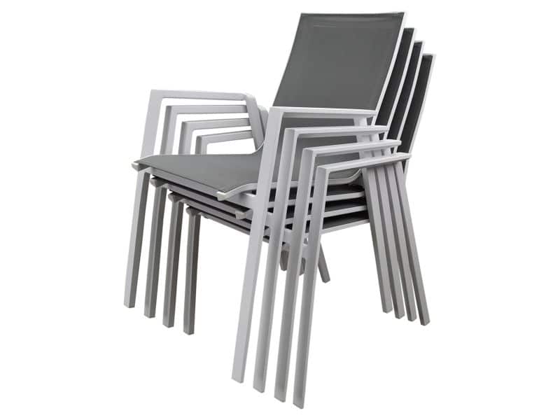 Set van 4 x New Valley dining tuinstoel stapelbaar wit