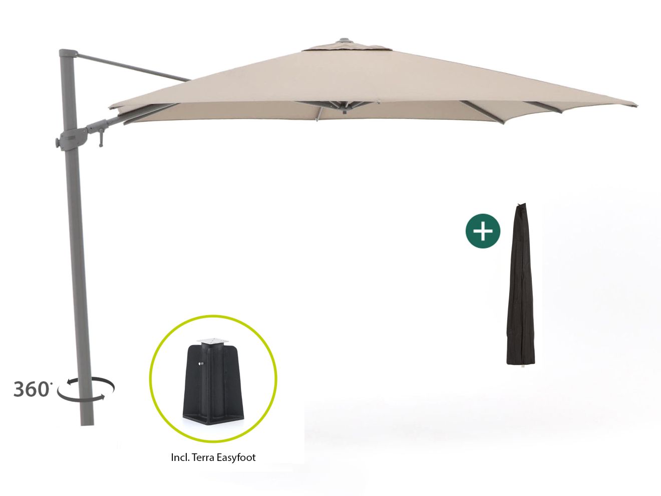 shadowline austin zweefparasol 300x300cm laagste prijsgarantie!