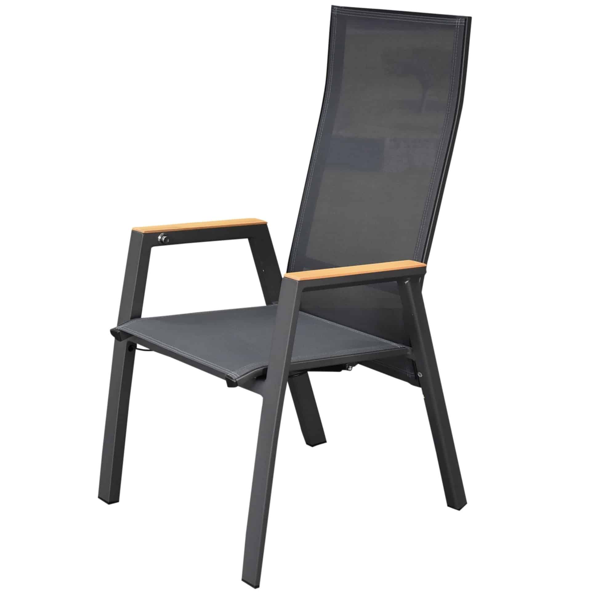 showroommodel nancy dining tuinstoel aluminium teak antraciet ( set van 6)