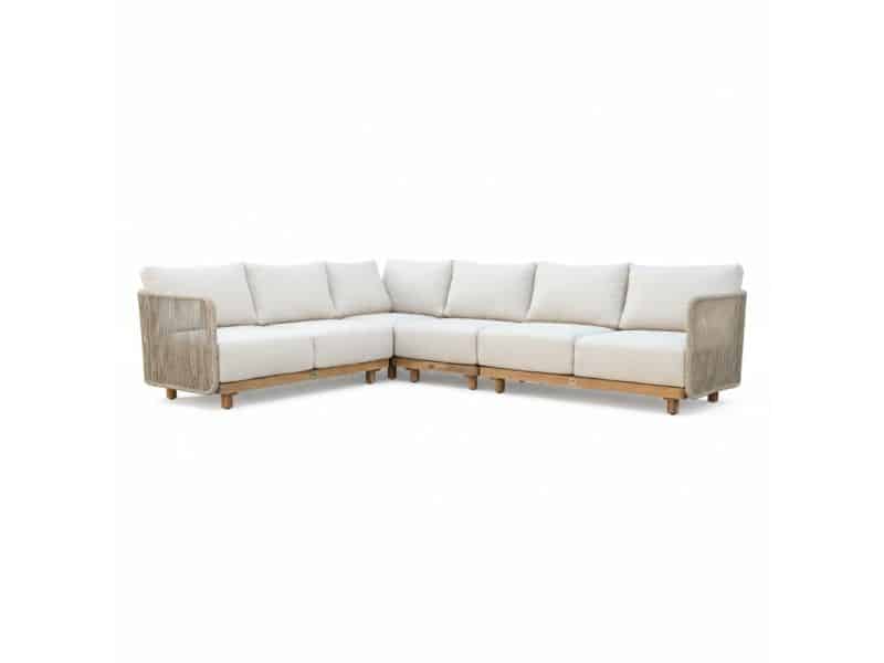 Sienna hoek loungeset 6 personen | touw + aluminium | zand | 4-delig - 296x226cm