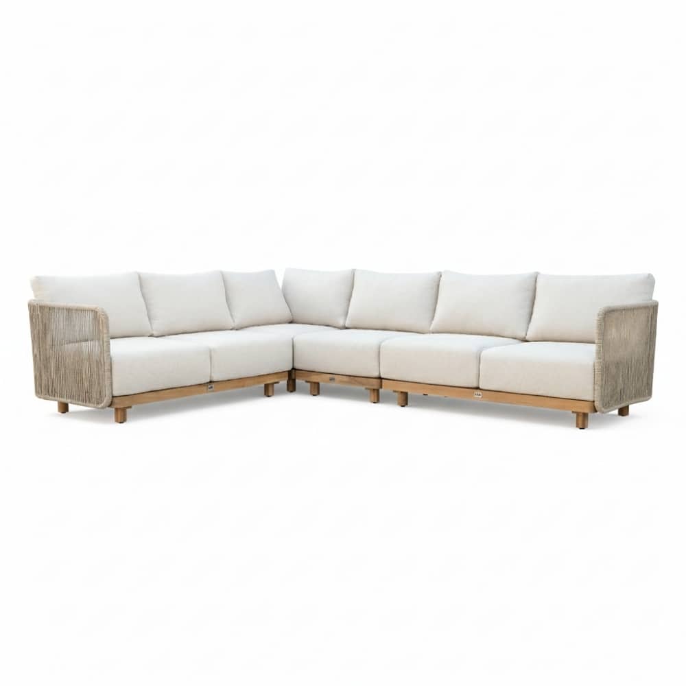 sienna hoek loungeset 6 personen | touw + aluminium | zand | 4 delig 296x226cm