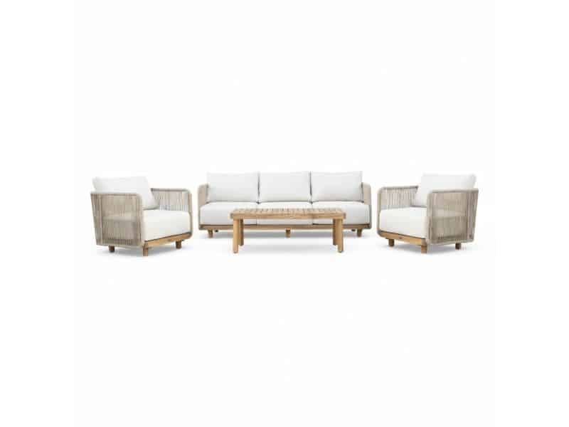 Sienna stoel-bank loungeset 5 personen incl. tafel | touw + aluminium | zand | 5-delig