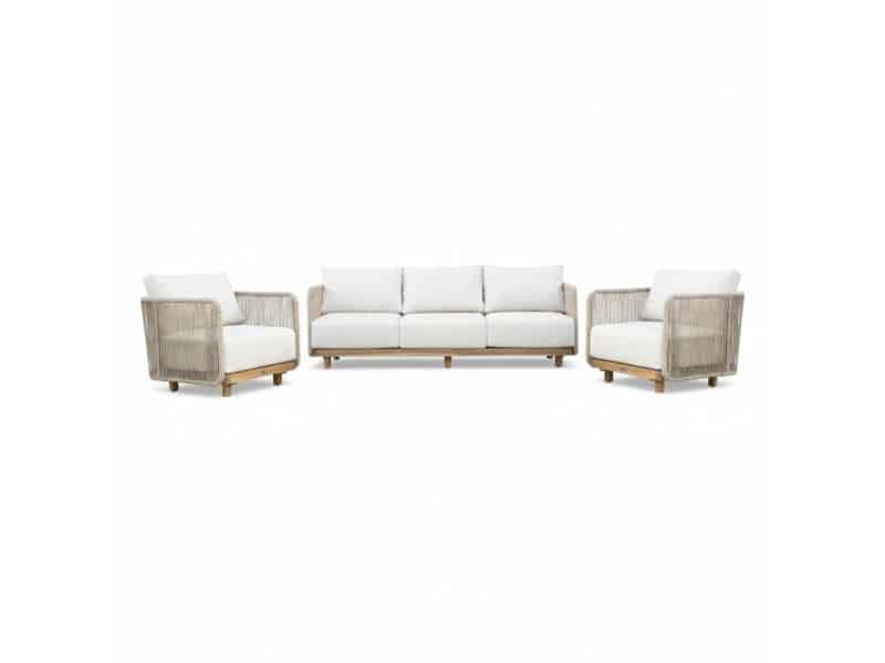 Sienna stoel-bank loungeset 5 personen | touw + aluminium | zand | 3-delig
