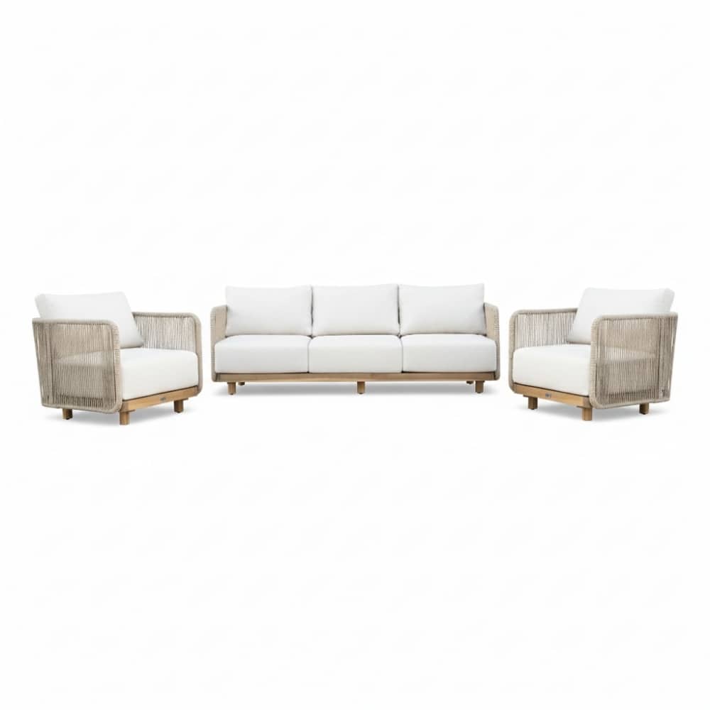 sienna stoel bank loungeset 5 personen | touw + aluminium | zand | 3 delig