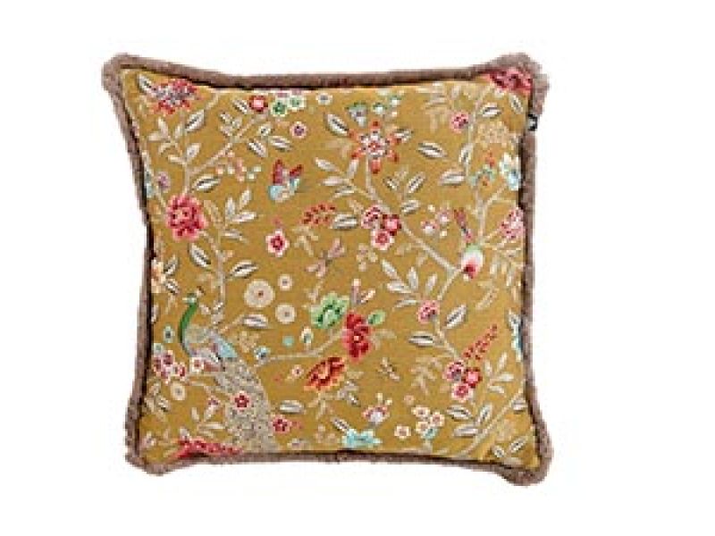 Sierkussen indoor 50x50cm pavonne yellow