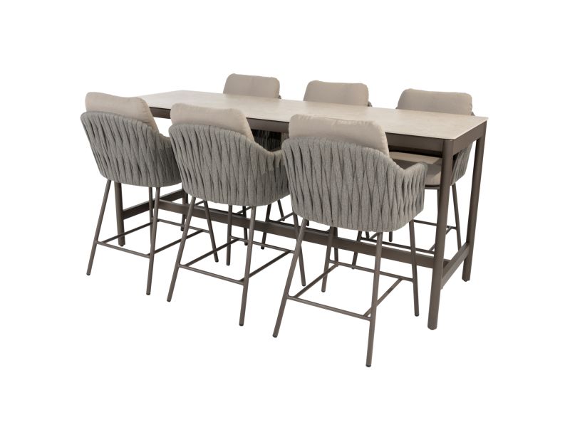 Soho Cannes high dining tuinset 220x75xH95 cm 7 delig keramiek terre Taste 4SO