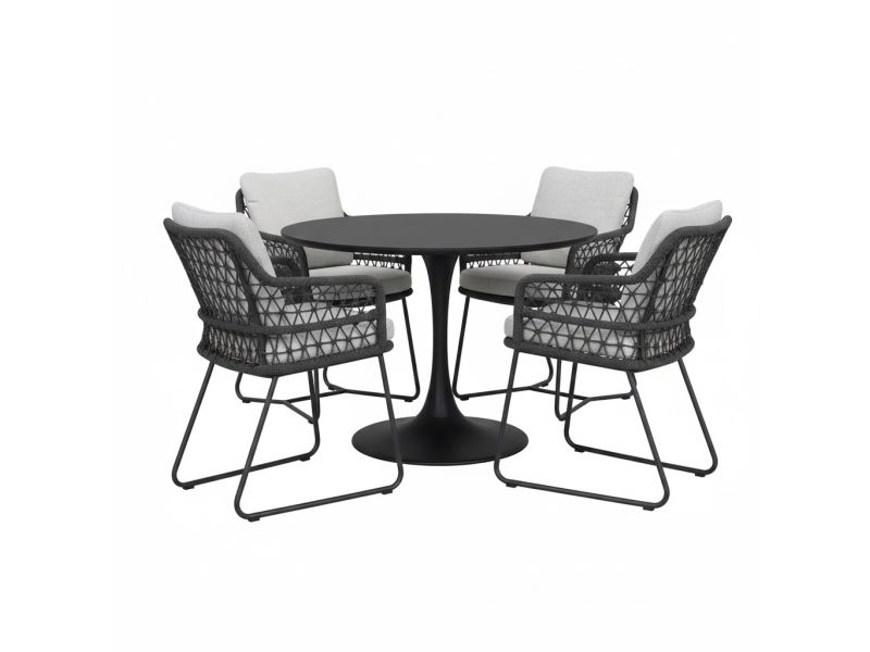 TaraTaranto Flair dining tuinset antraciet 120xH75cm 5- delignto Flair dining tuinset antraciet 120xH75cm