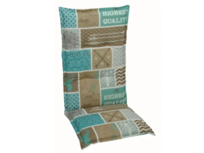 Tuinkussen hoge rug Ruit blauw bruin