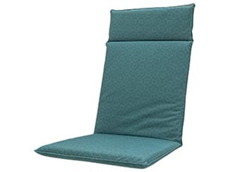 Tuinkussen hoge rug universal check sea blue (waterafstotend)