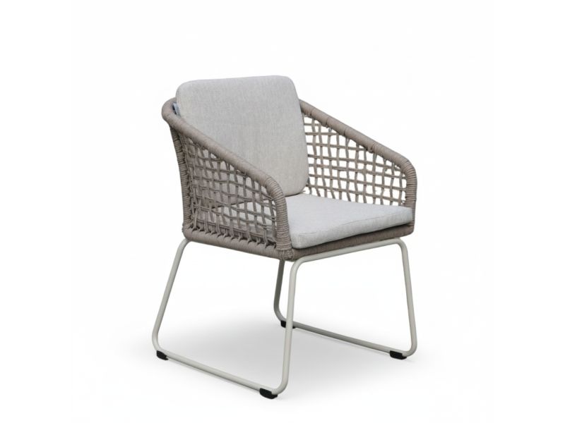 Tulum dining tuinstoel | touw + aluminium | Almond Beige
