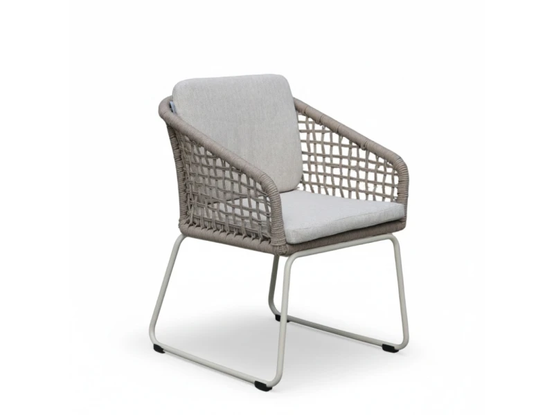 Tulum dining tuinstoel | touw + aluminium | Almond Beige