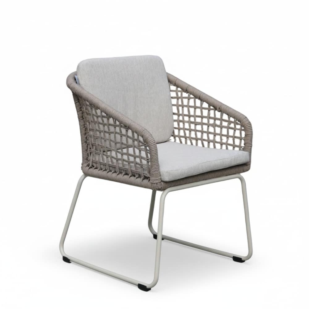 tulum dining tuinstoel | touw + aluminium | almond beige