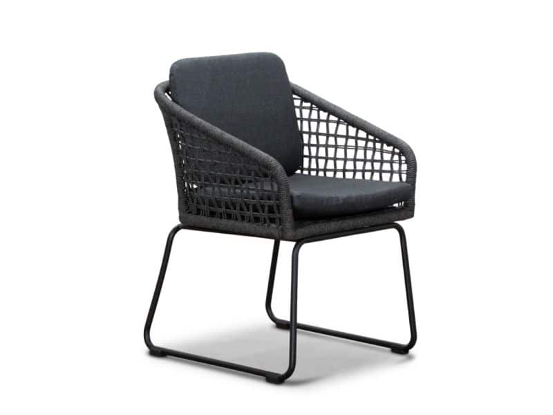 Tulum dining tuinstoel | touw + aluminium | Lava Grey