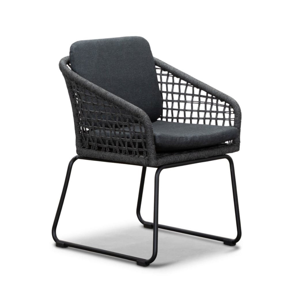 tulum dining tuinstoel | touw + aluminium | lava grey