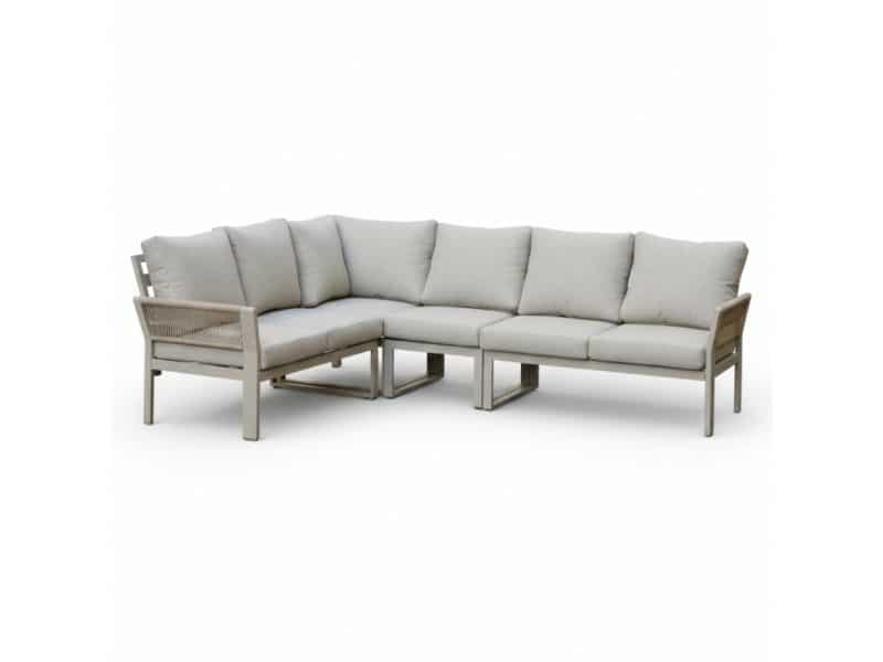Venezia hoek loungeset 6 personen | aluminium + touw | beige | 4-delig - 267x207cm