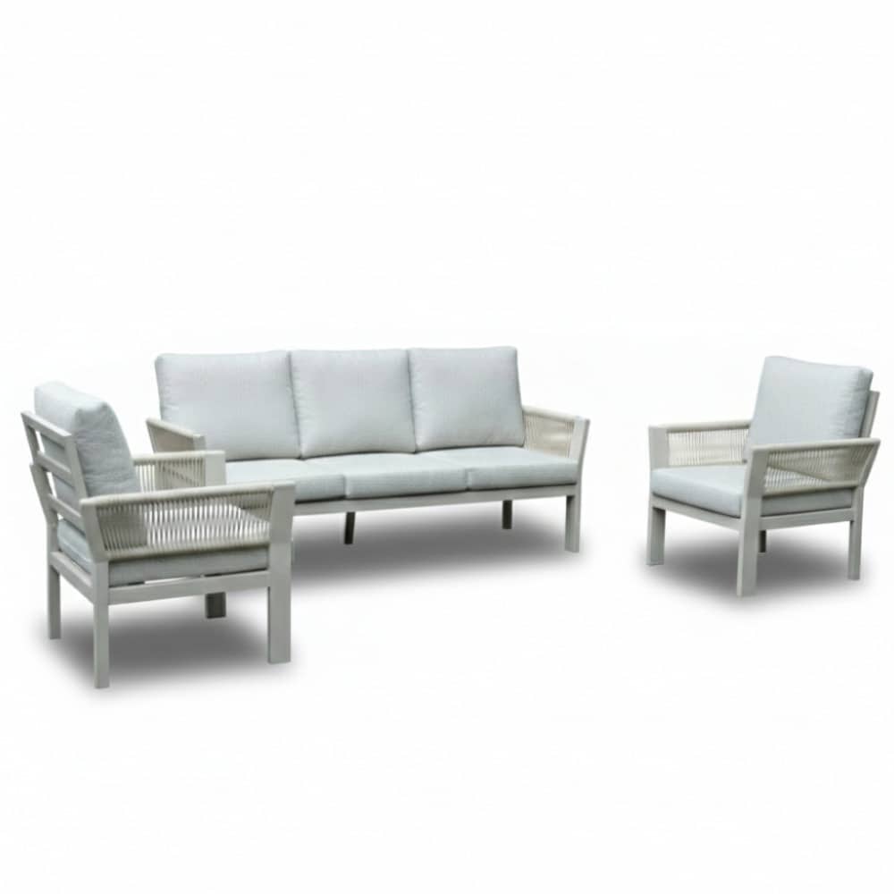 venezia stoel bank loungeset 5 personen | aluminium + touw | beige | 3 delig