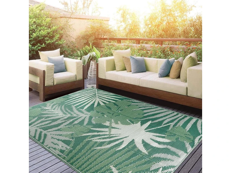 150 x 245 cm uv-bestendig outdoor tapijt - omkeerbaar kunststof riettapijt - gerecycled patiotapijt voor BBQ balkon strand dek - groen