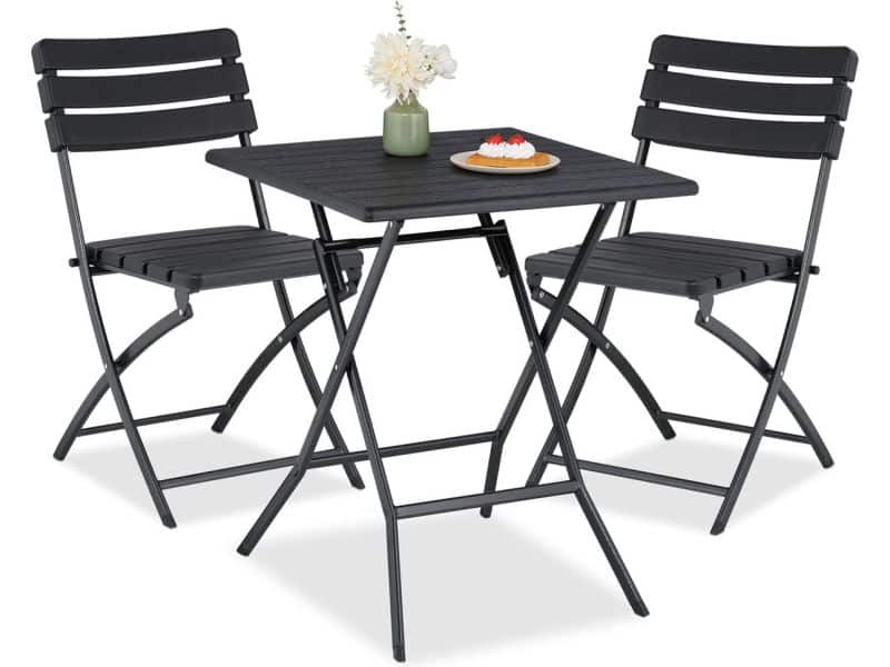 3-delige balkonset - inklapbaar - 1 tafel & 2 stoelen