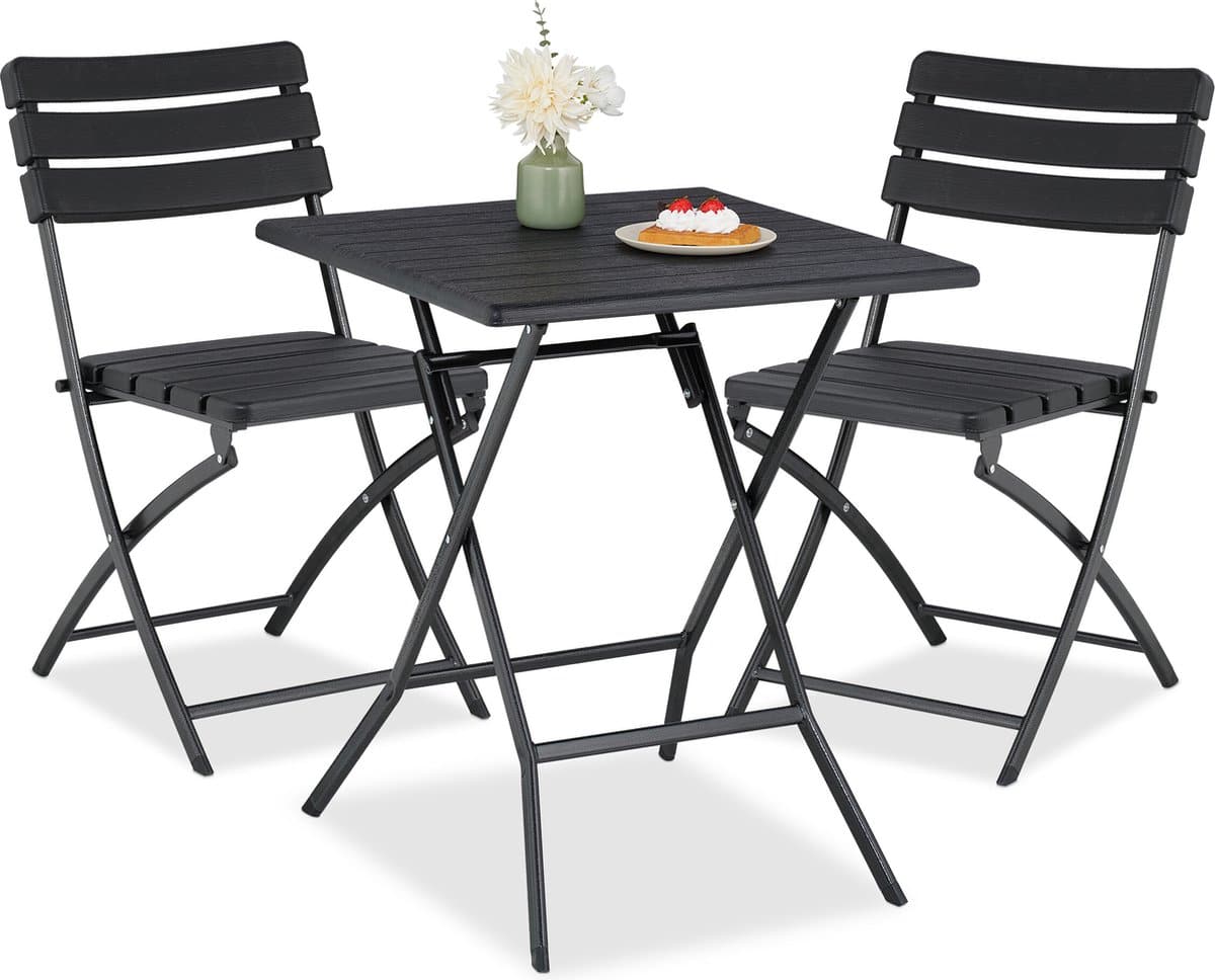 3 delige balkonset inklapbaar 1 tafel & 2 stoelen