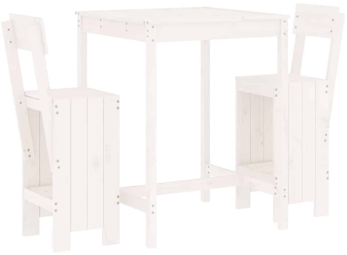 3 delige barset | loungeset | tuinset massief grenenhout wit