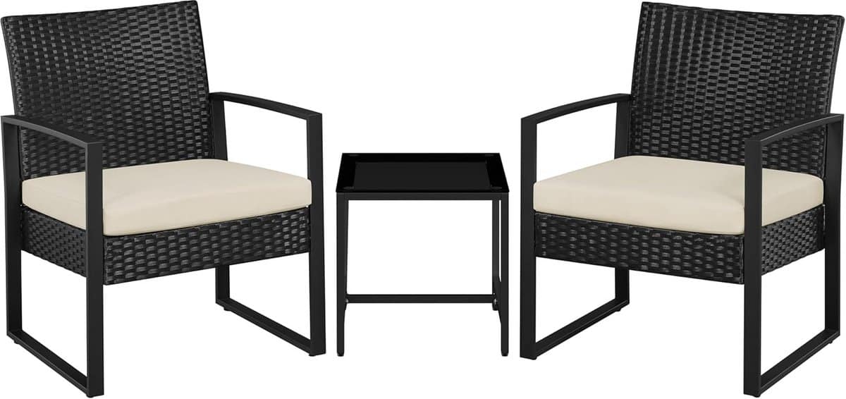 3 delige terras en balkonset met stoelen en tafel van weerbestendig