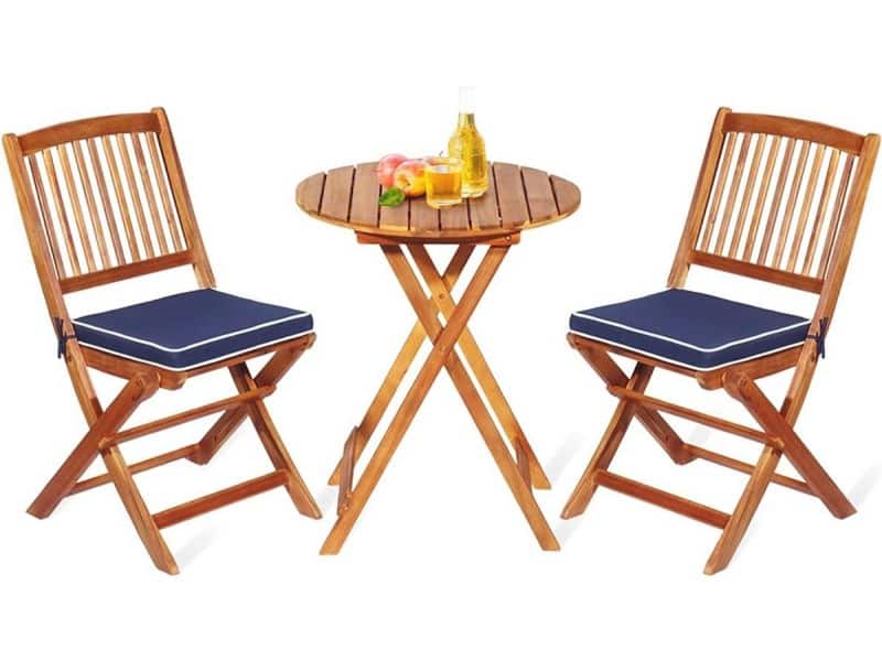 3-delige tuinmeubelset van acaciahout - inklapbare balkonset met ronde tafel