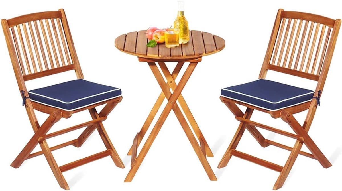 3 delige tuinmeubelset van acaciahout inklapbare balkonset met ronde tafel