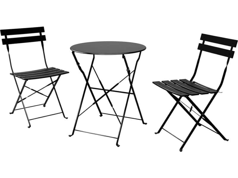 3 stuks, balkonset, zitgroep, 2 stoelen en 1 tafel