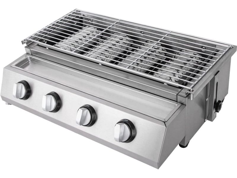 4-Pits Gasbarbecue RVS Grill voor Buiten - Compact en Efficiënt