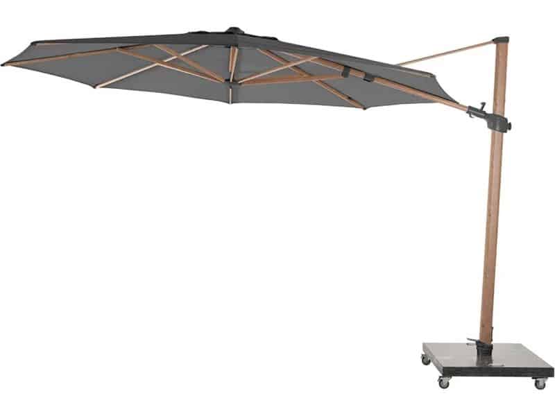 4 Seasons Outdoor Siesta Premium Zweefparasol Ø350 - Charcoal/Houtlook Frame